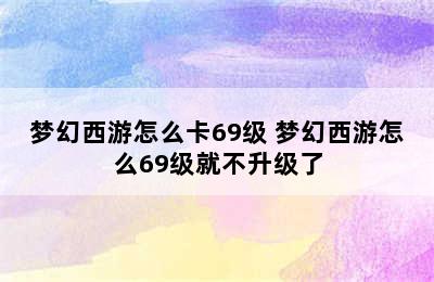 梦幻西游怎么卡69级 梦幻西游怎么69级就不升级了